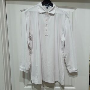 Peter Millar Solid Stretch Jersey Long Sleeve Polo, Size XL, $25, Original $108